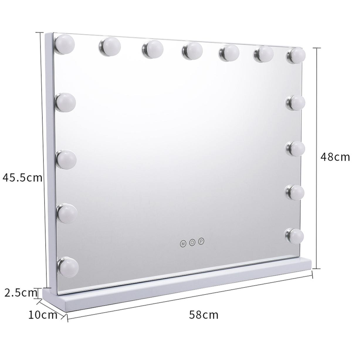 Large Hollywood Style Mirror with Lights Smart Touch Control - Silver – image 5