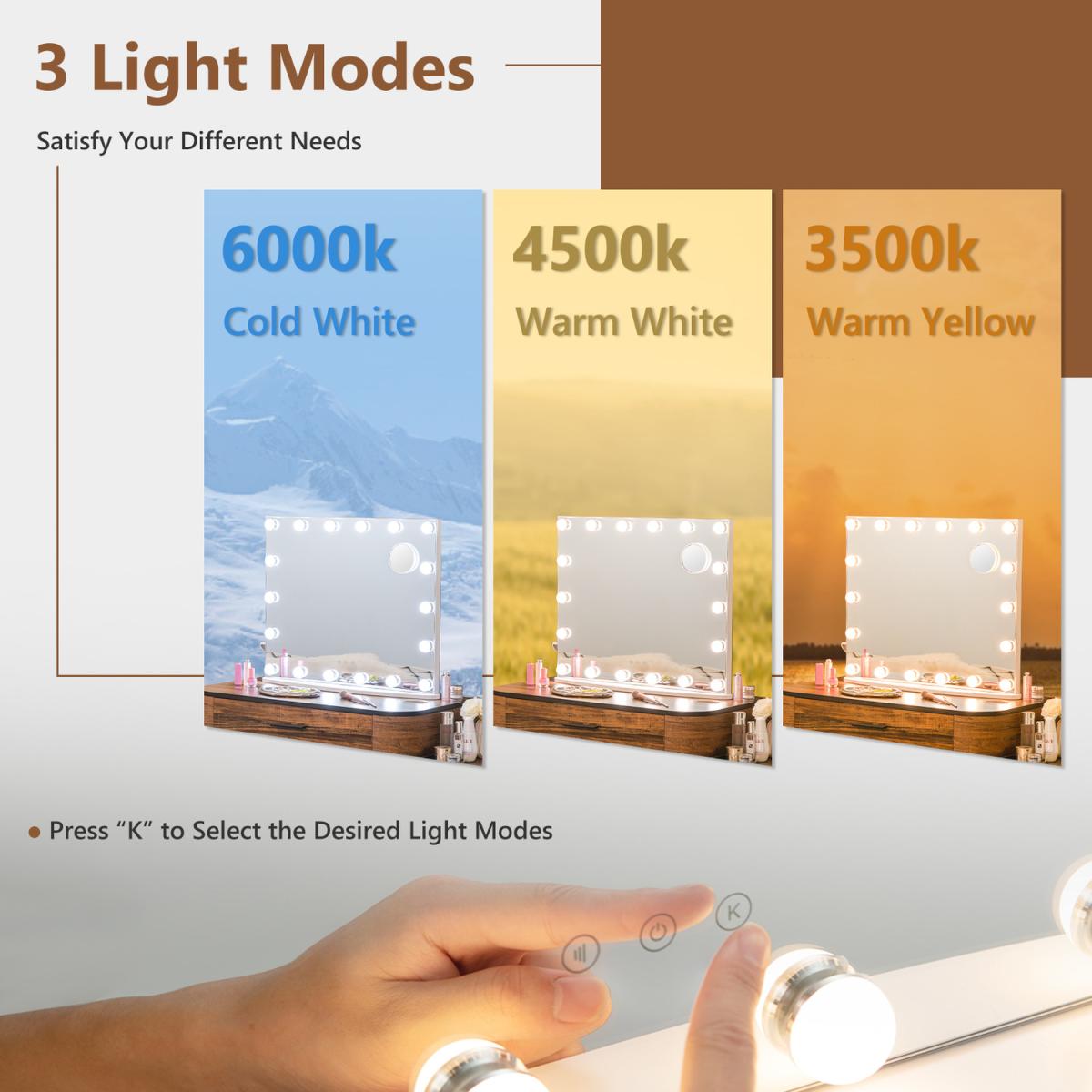 Vanity Mirror with Lights Large Makeup Mirror - White – image 4