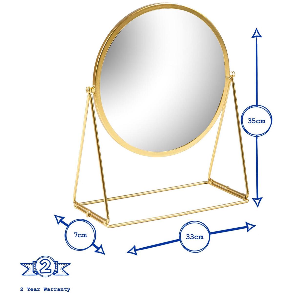 Harbour Housewares 33 x 35cm Round Makeup Mirrors - Pack of 2 - Gold – image 3