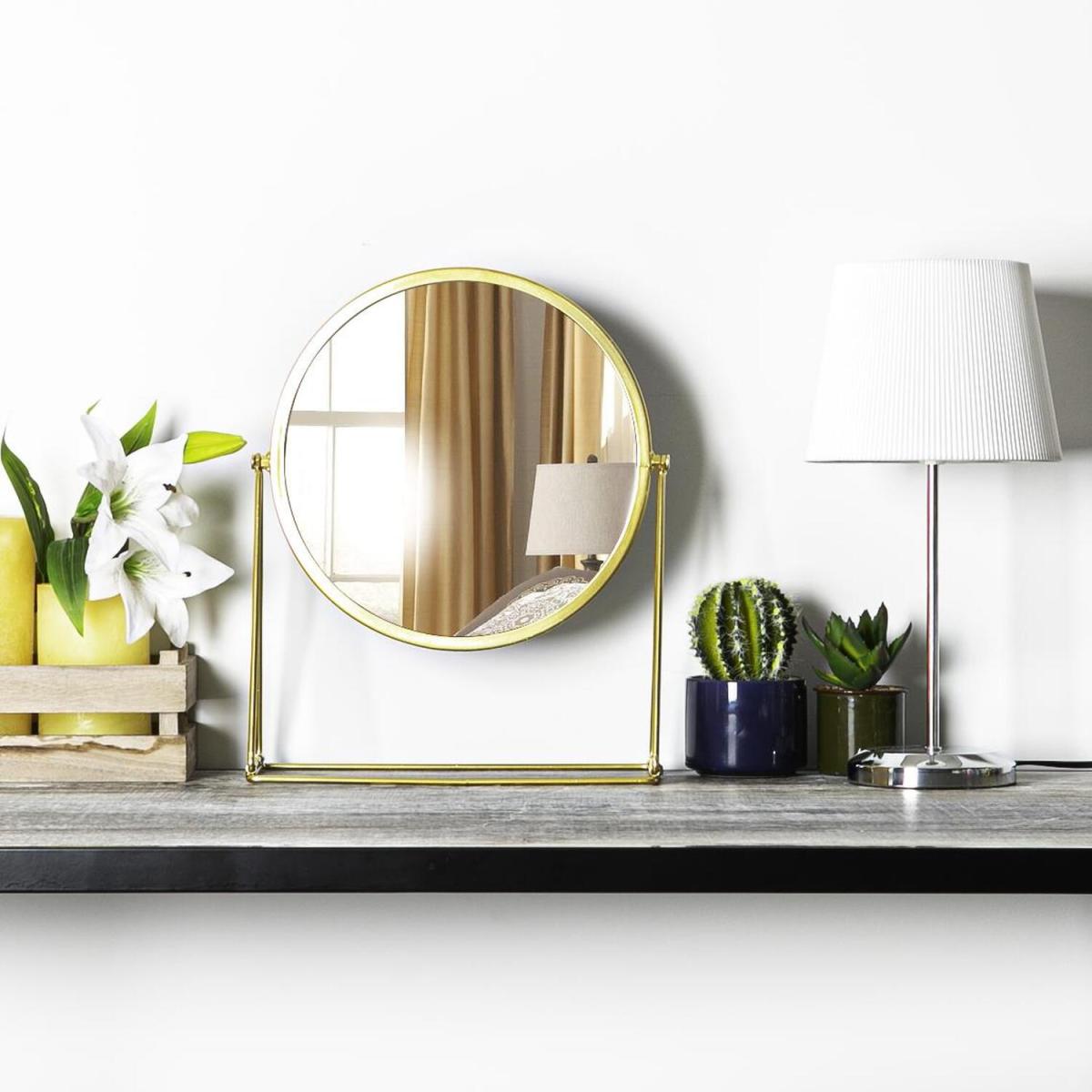 Harbour Housewares 33 x 35cm Round Makeup Mirrors - Pack of 2 - Gold – image 7