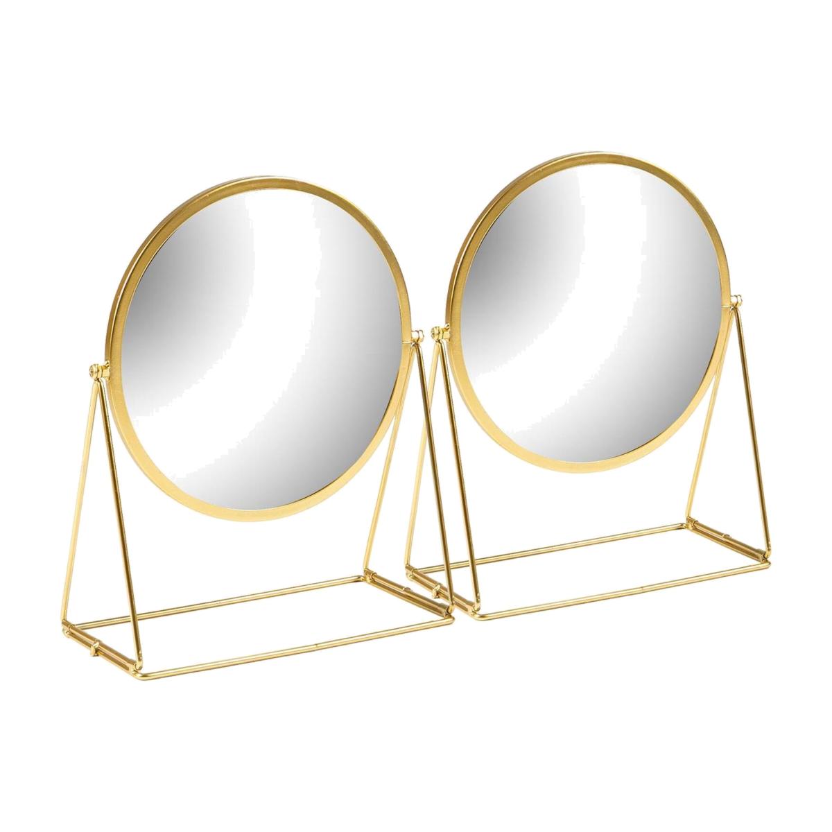 Harbour Housewares 33 x 35cm Round Makeup Mirrors - Pack of 2 - Gold – image 1