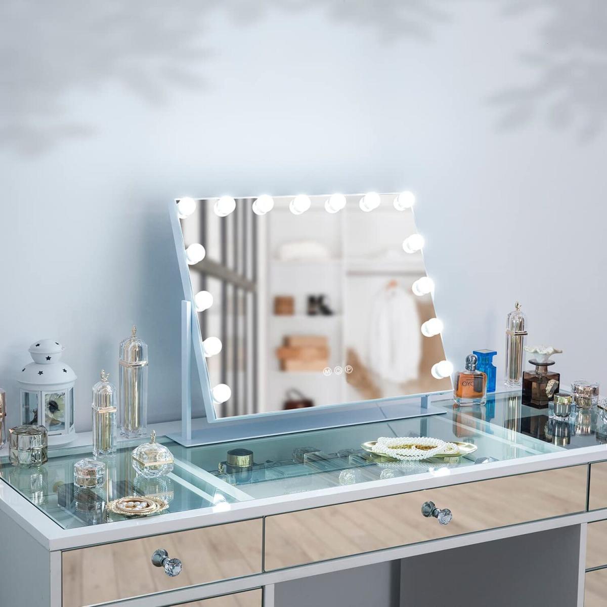Hollywood Vanity Mirror with Lights 15LED Rotation for Make Up - Metal White – image 3