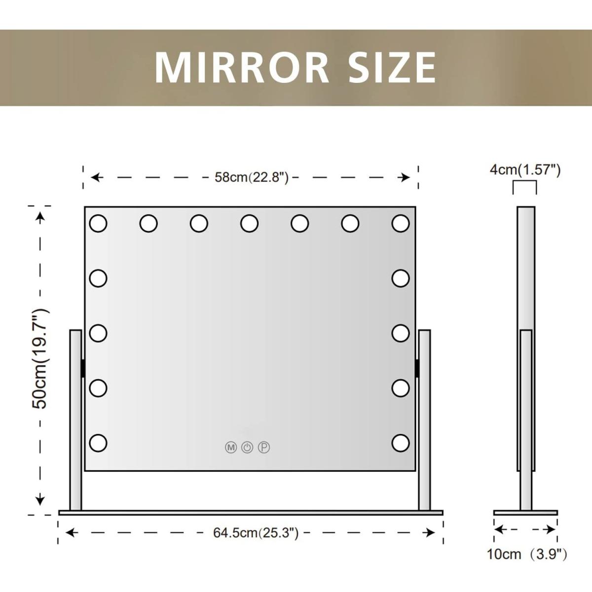 Hollywood Vanity Mirror with Lights 15LED Rotation for Make Up - Metal White – image 4