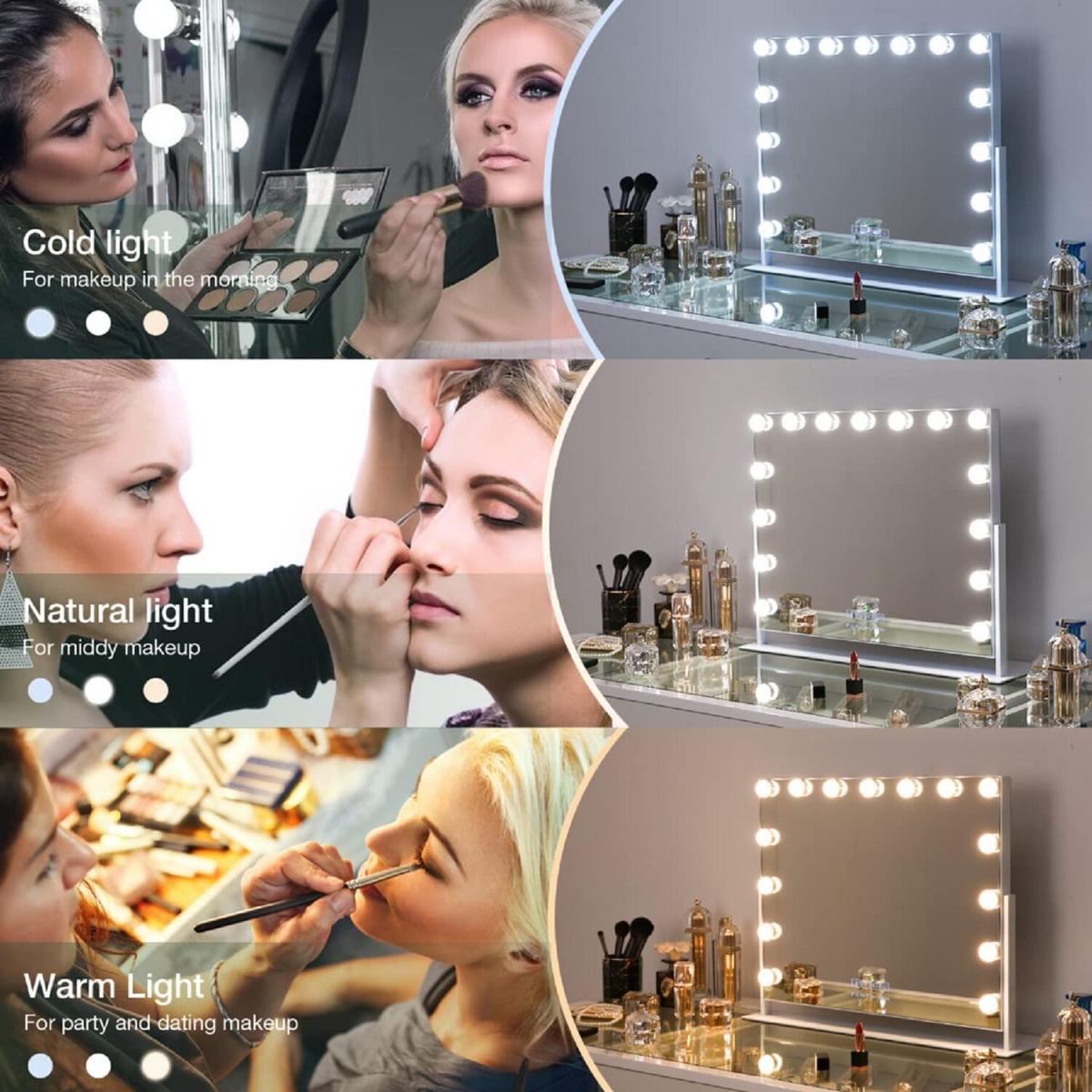 Hollywood Vanity Mirror with Lights 15LED Rotation for Make Up - Metal White – image 5