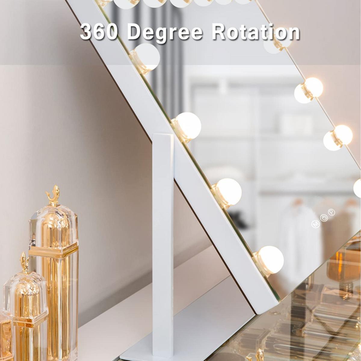 Hollywood Vanity Mirror with Lights 15LED Rotation for Make Up - Metal White – image 7