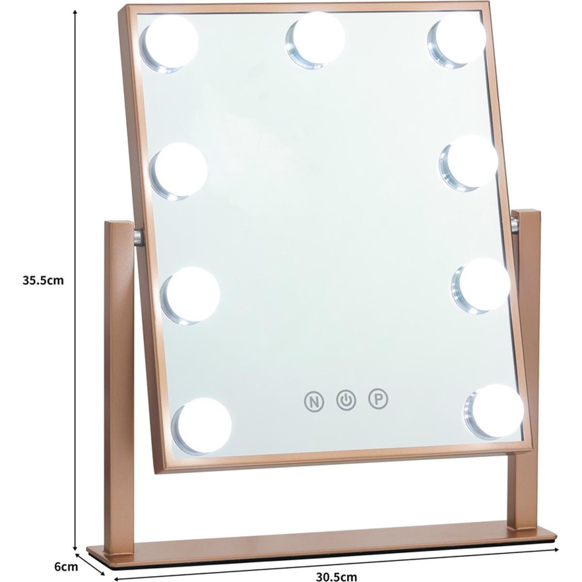 Hollywood Vanity Stand Make-up Mirror With LED Light Bulbs Dressing Room - Golden – image 2