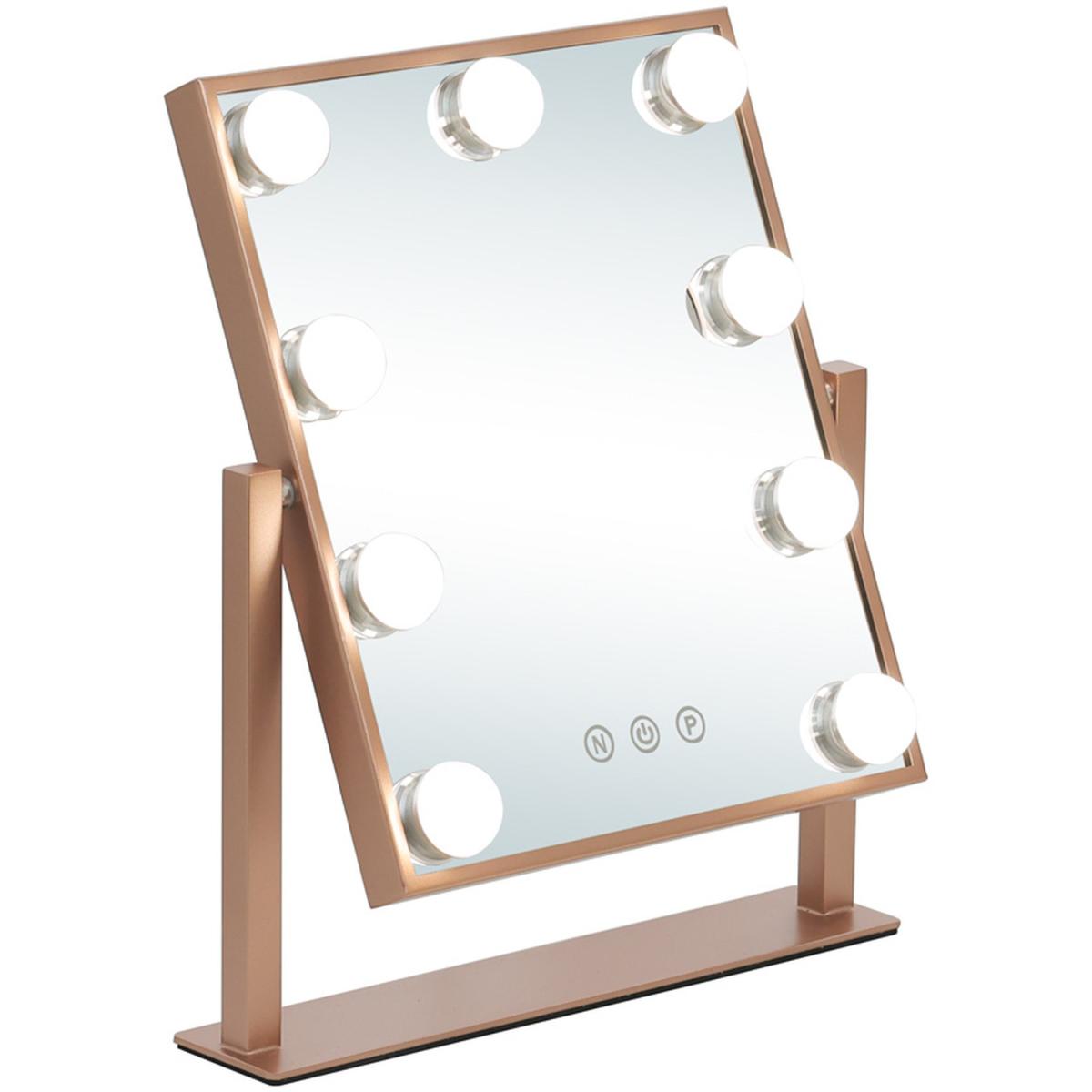 Hollywood Vanity Stand Make-up Mirror With LED Light Bulbs Dressing Room - Golden – image 3