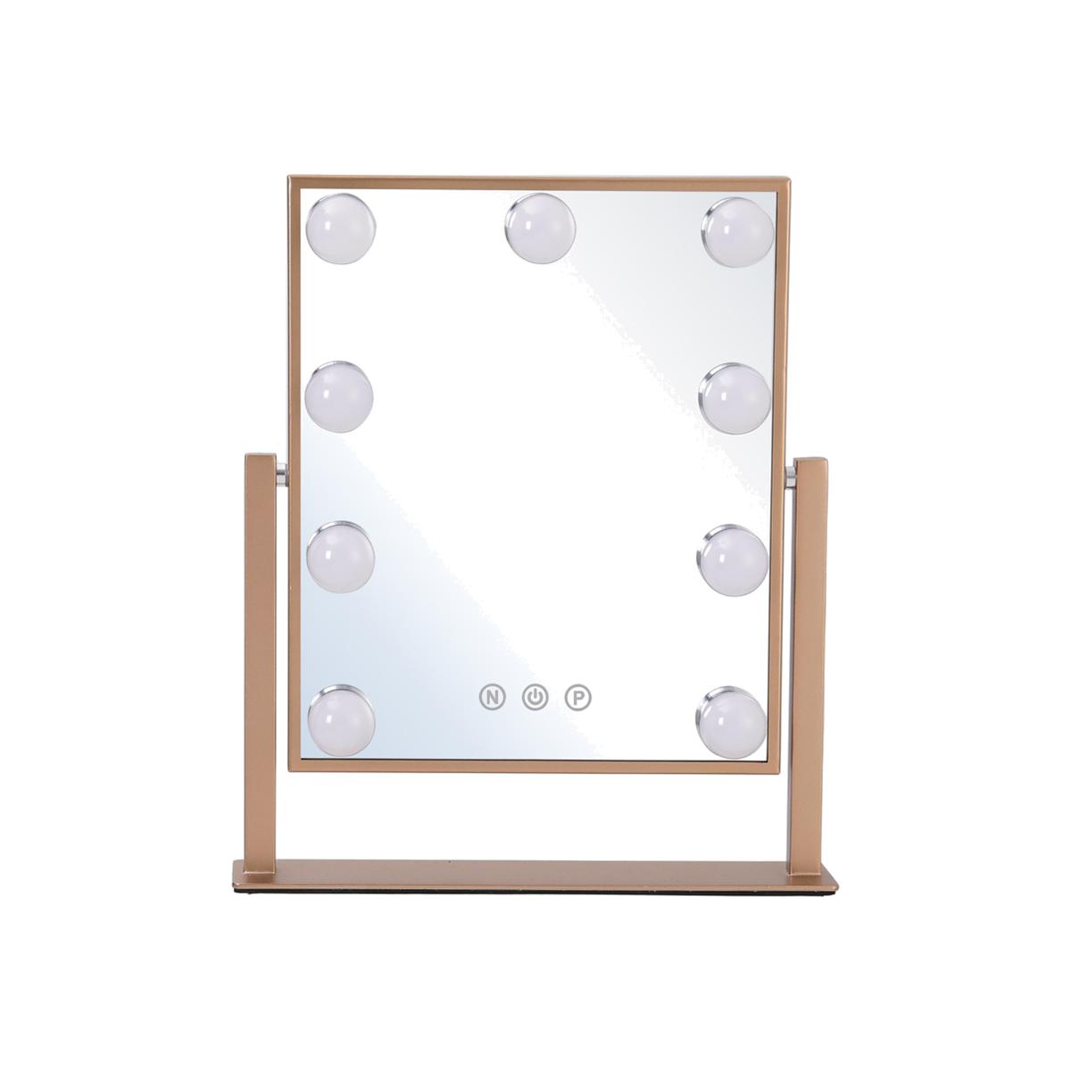 Hollywood Vanity Stand Make-up Mirror With LED Light Bulbs Dressing Room - Golden – image 1