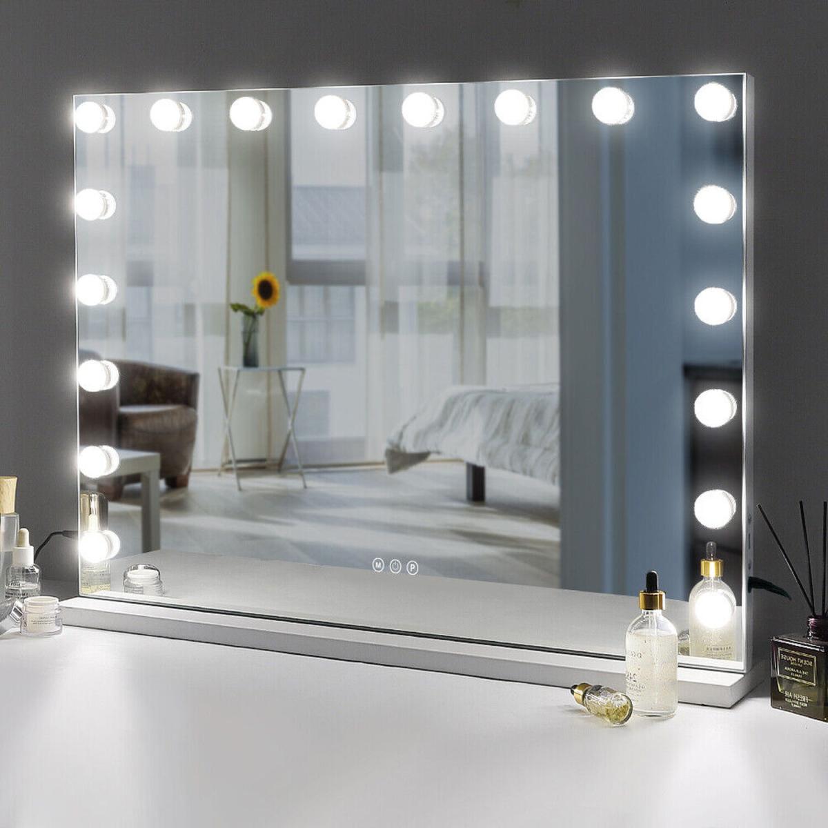 Hollywood Vanity Mirror with Lights for Tabletop or Wall - Metal White – image 6