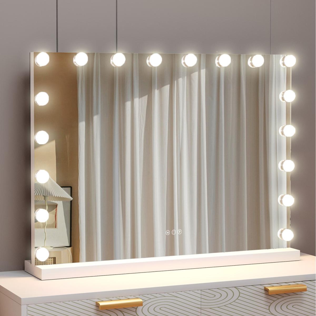 Hollywood Vanity Mirror with Lights for Tabletop or Wall - Metal White – image 1