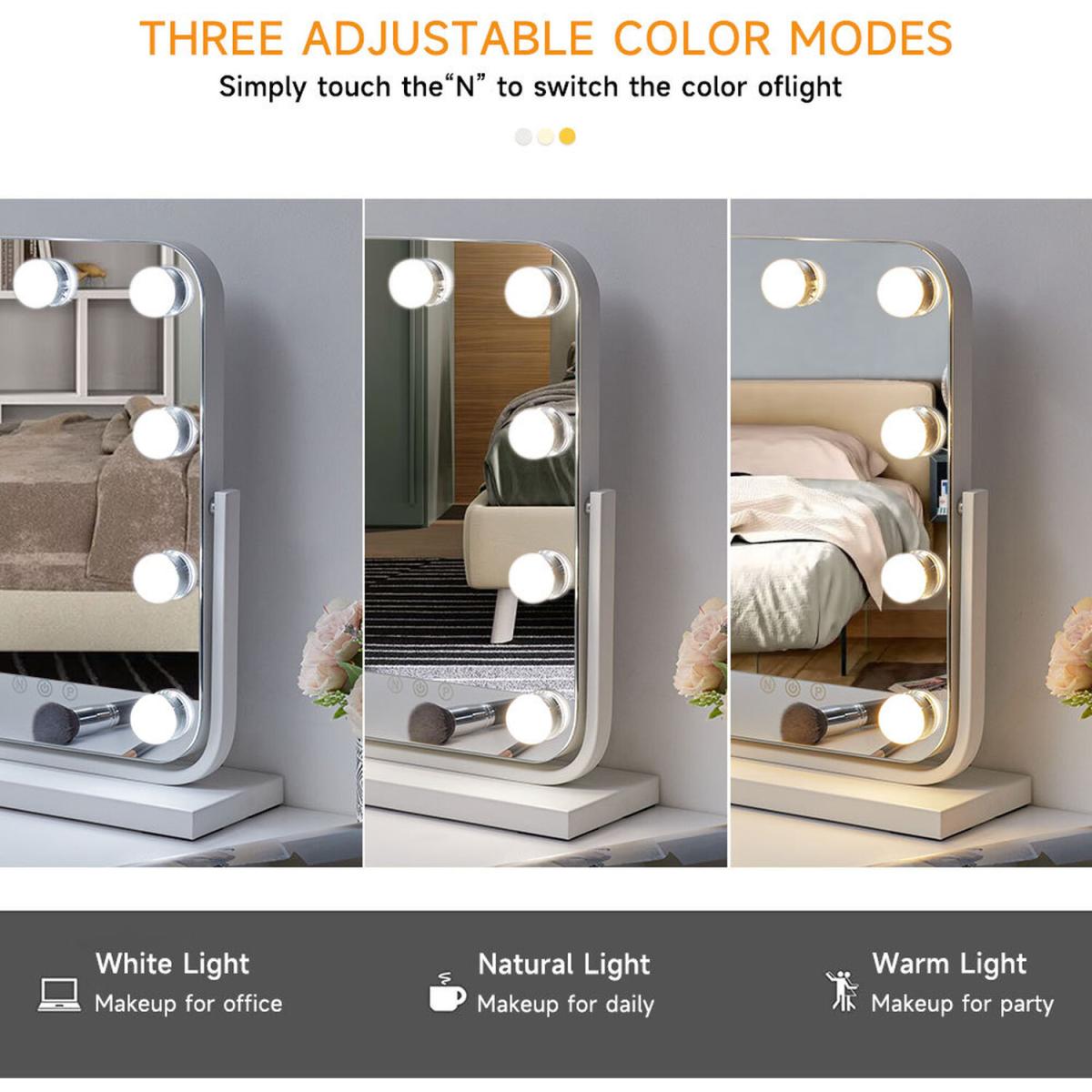 Hollywood Luxury 360-Degree Rotatable Vanity Mirror 3 Light Modes - White – image 5