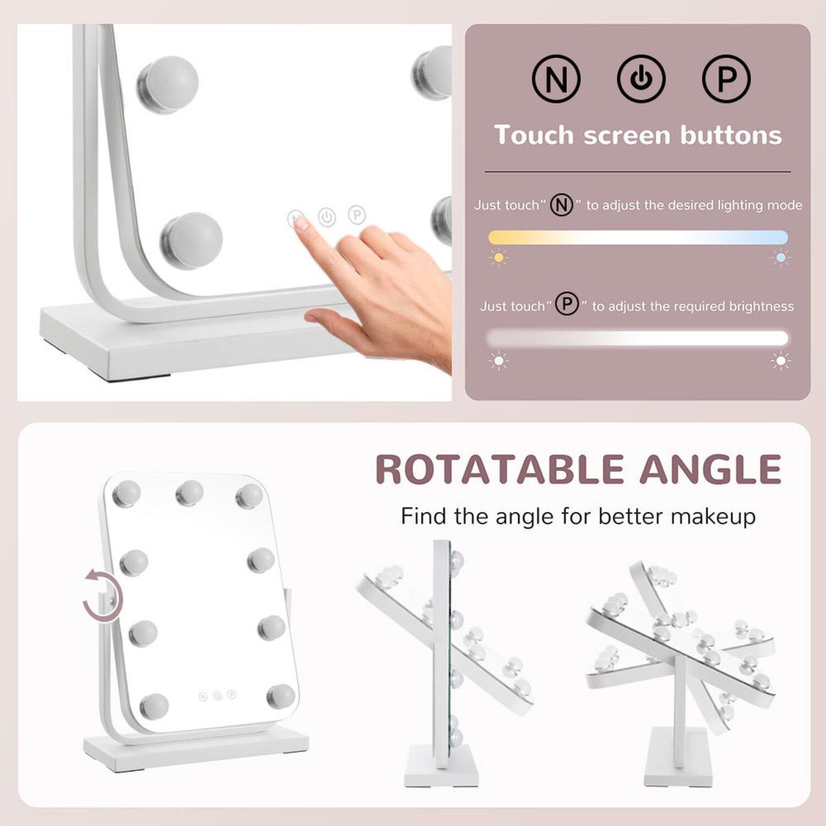 Hollywood Luxury 360-Degree Rotatable Vanity Mirror 3 Light Modes - White – image 6