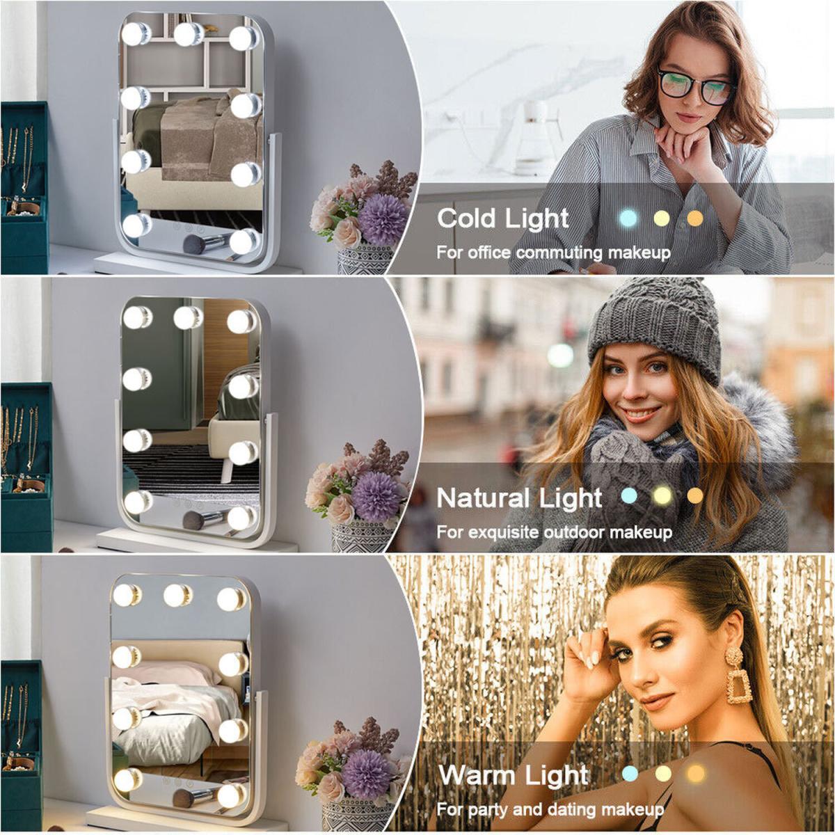 Hollywood Luxury 360-Degree Rotatable Vanity Mirror 3 Light Modes - White – image 7