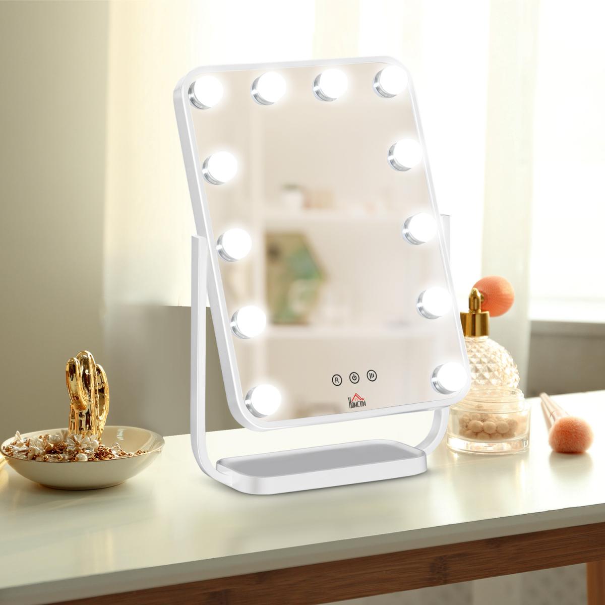 Hollywood Makeup Mirror with LED Lights, Tabletop Vanity - White – image 2