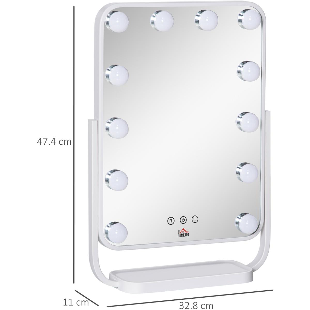 Hollywood Makeup Mirror with LED Lights, Tabletop Vanity - White – image 3