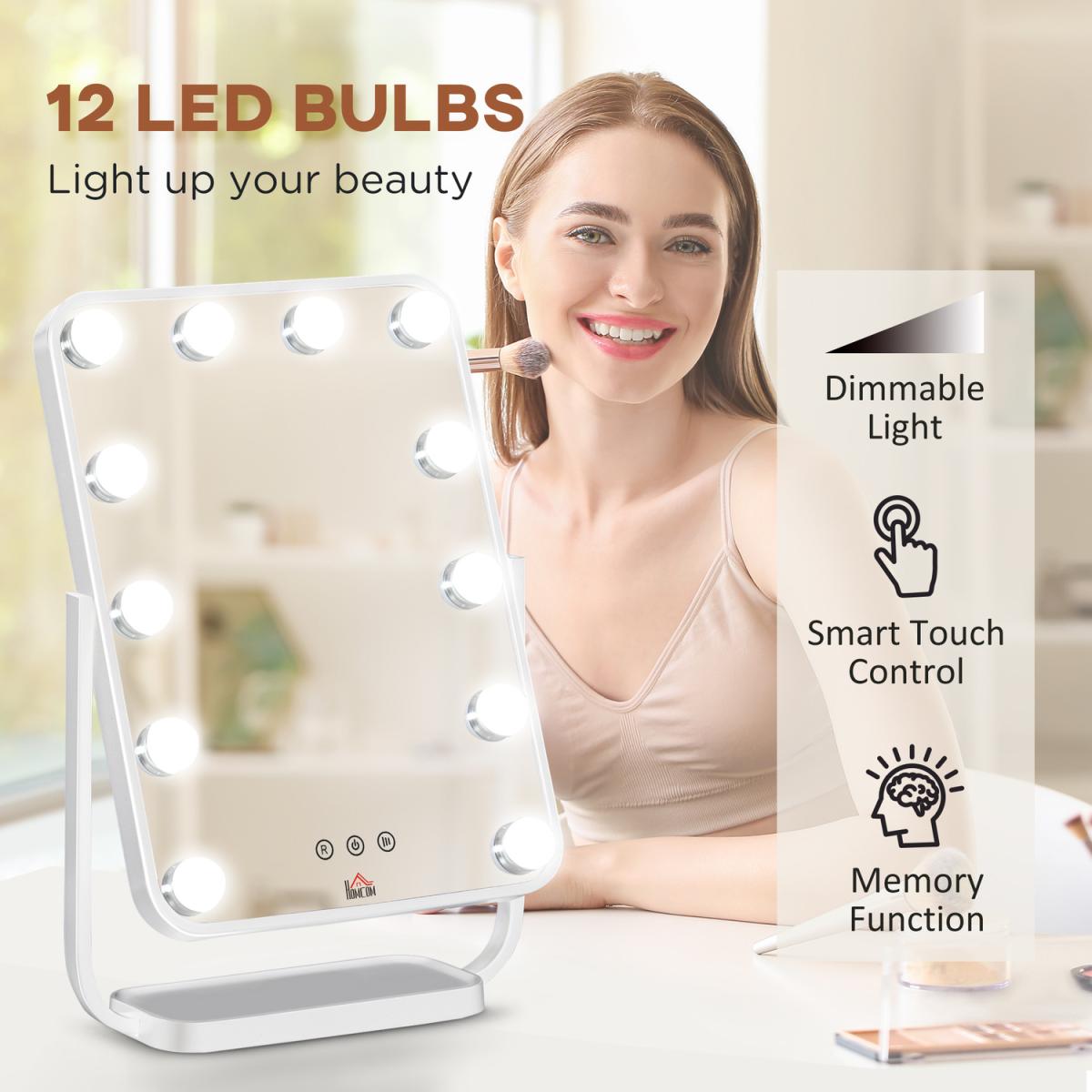 Hollywood Makeup Mirror with LED Lights, Tabletop Vanity - White – image 4