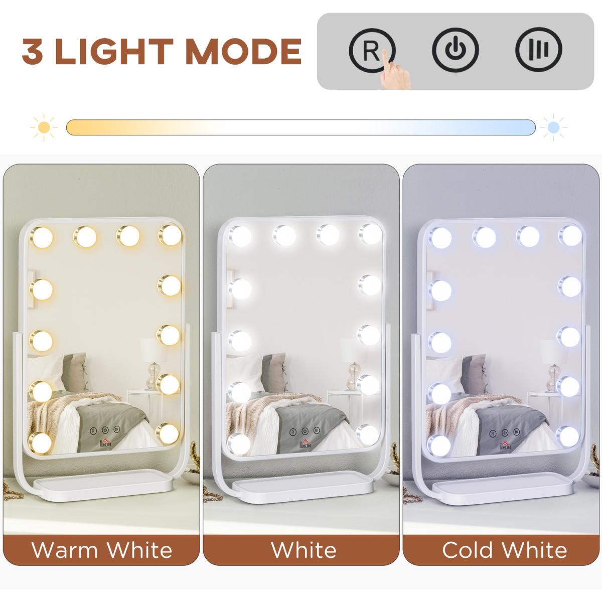 Hollywood Makeup Mirror with LED Lights, Tabletop Vanity - White – image 5