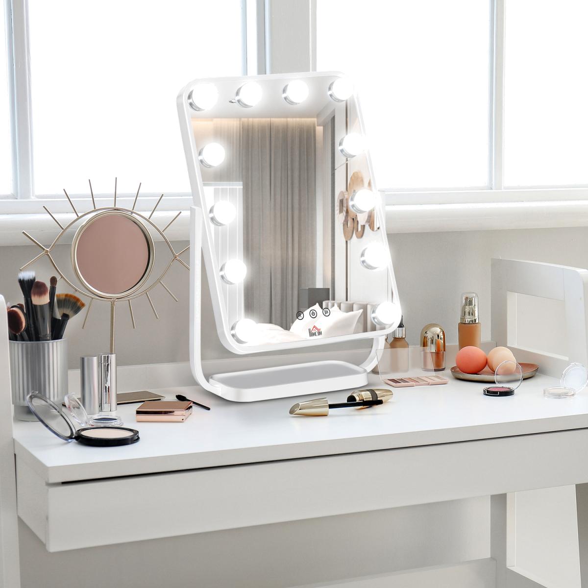 Hollywood Makeup Mirror with LED Lights, Tabletop Vanity - White – image 1