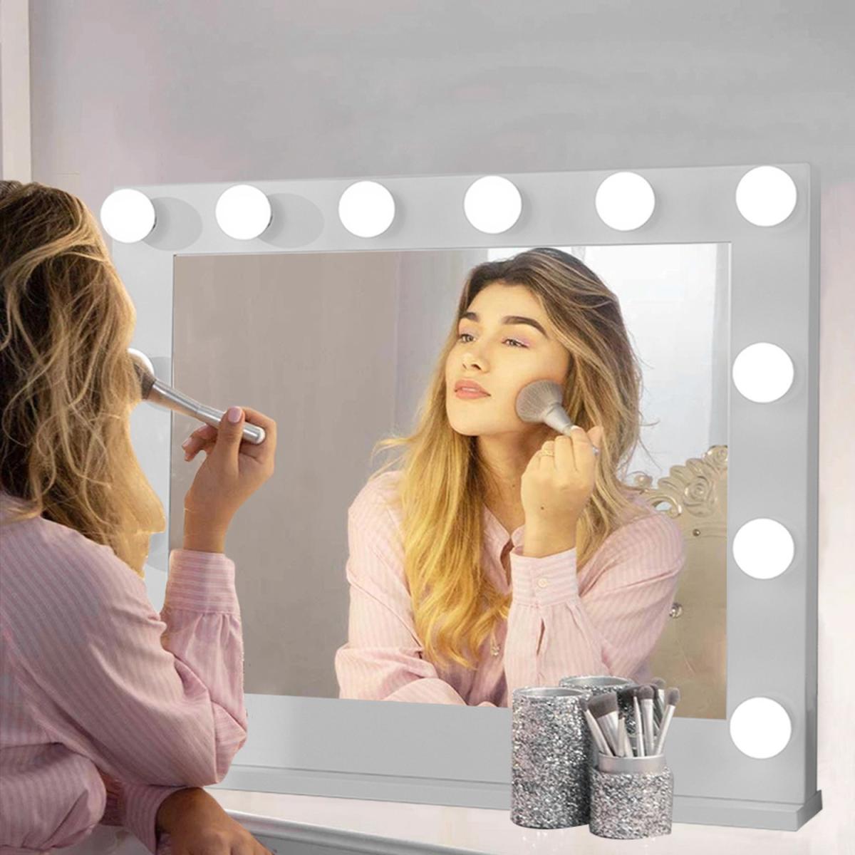 Large Vanity Tabletop Makeup Mirror - Silver / 80cm – image 5