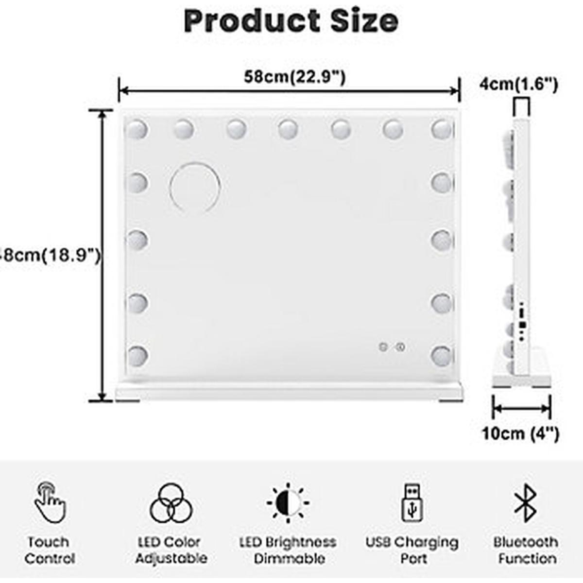 Bluetooth Hollywood Vanity Mirror with 15 LED Lights - White – image 4