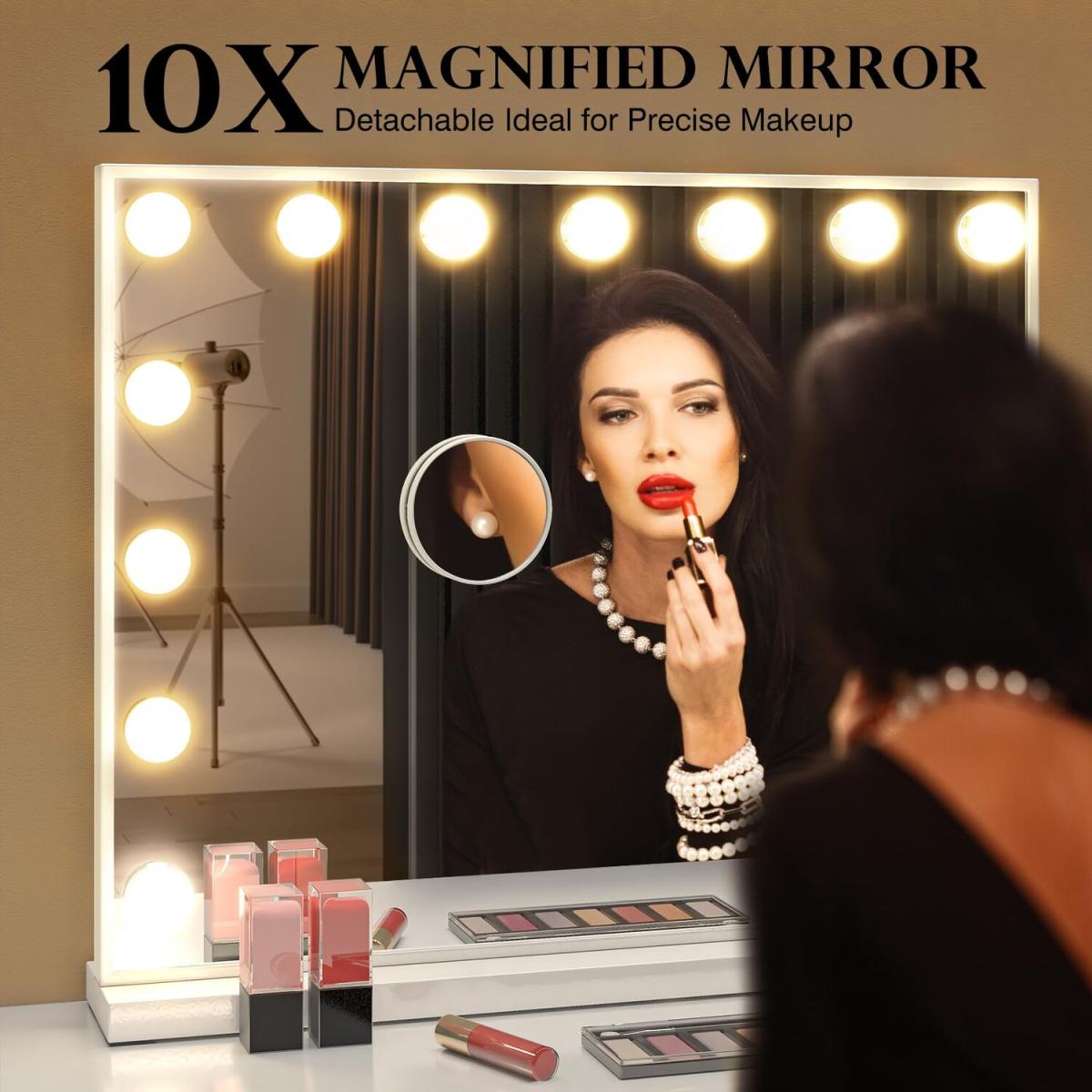 Bluetooth Hollywood Vanity Mirror with 15 LED Lights - White – image 6