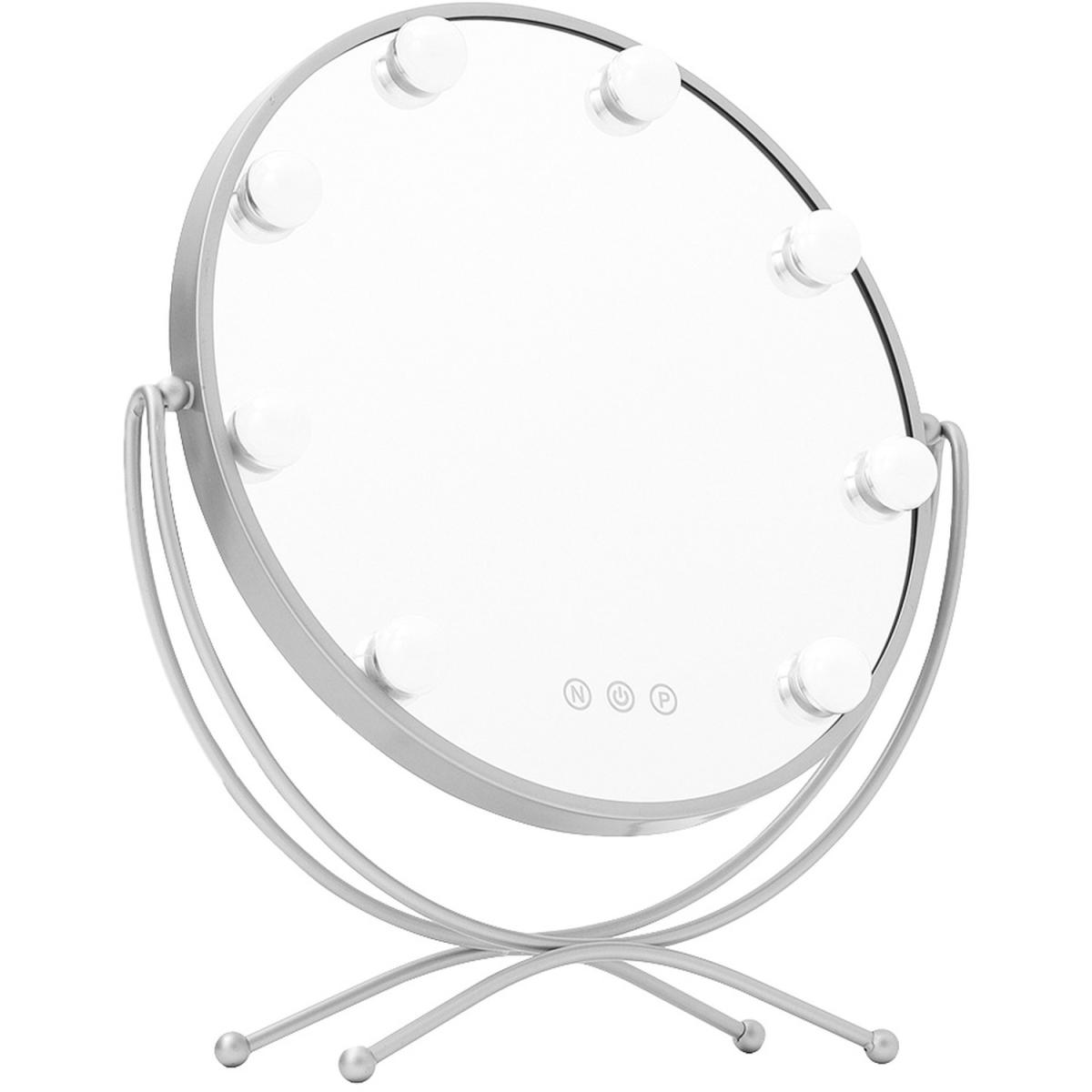 LED Round Desktop Vanity Mirror with Bulbs - Gold – image 8