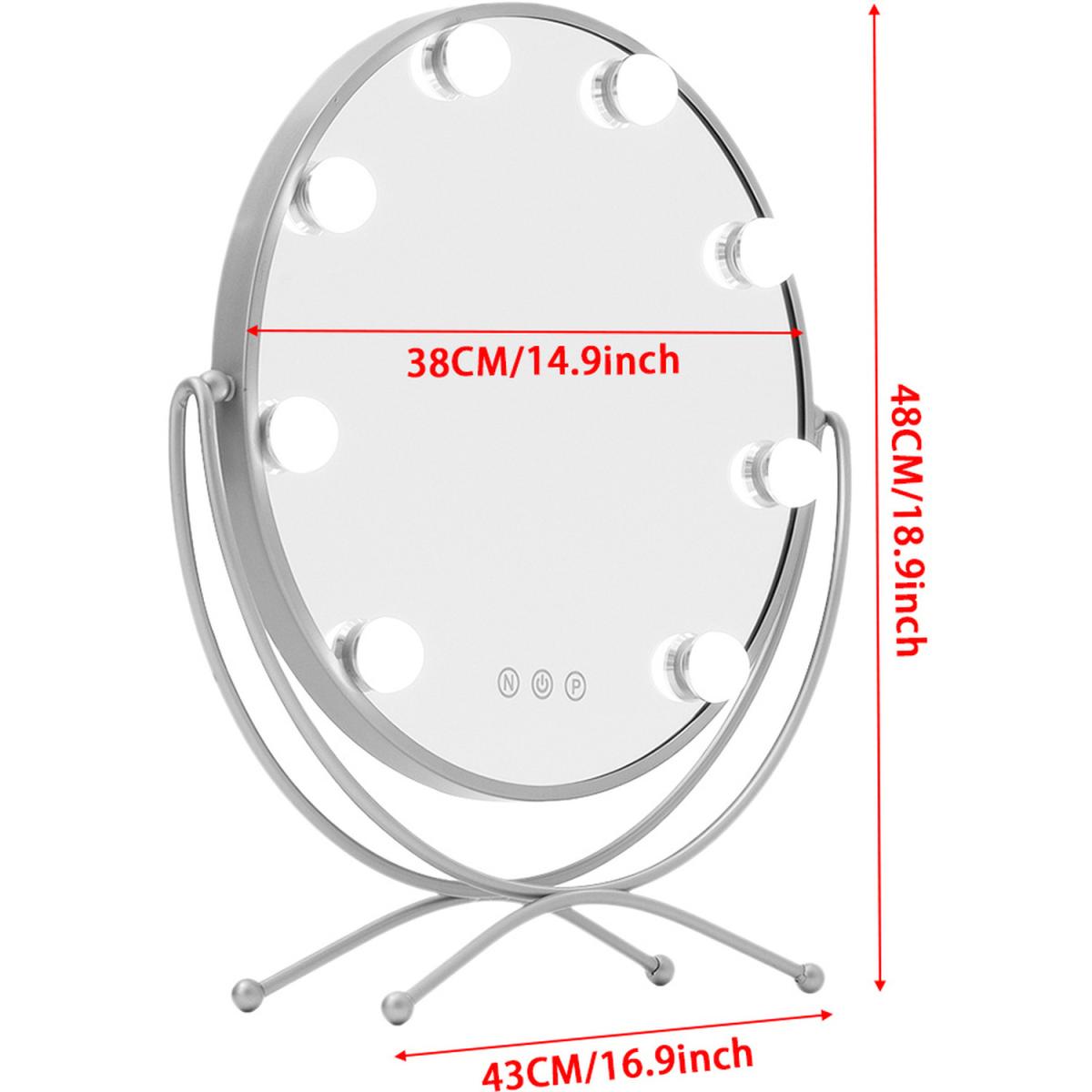 LED Round Desktop Vanity Mirror with Bulbs - Gold – image 9
