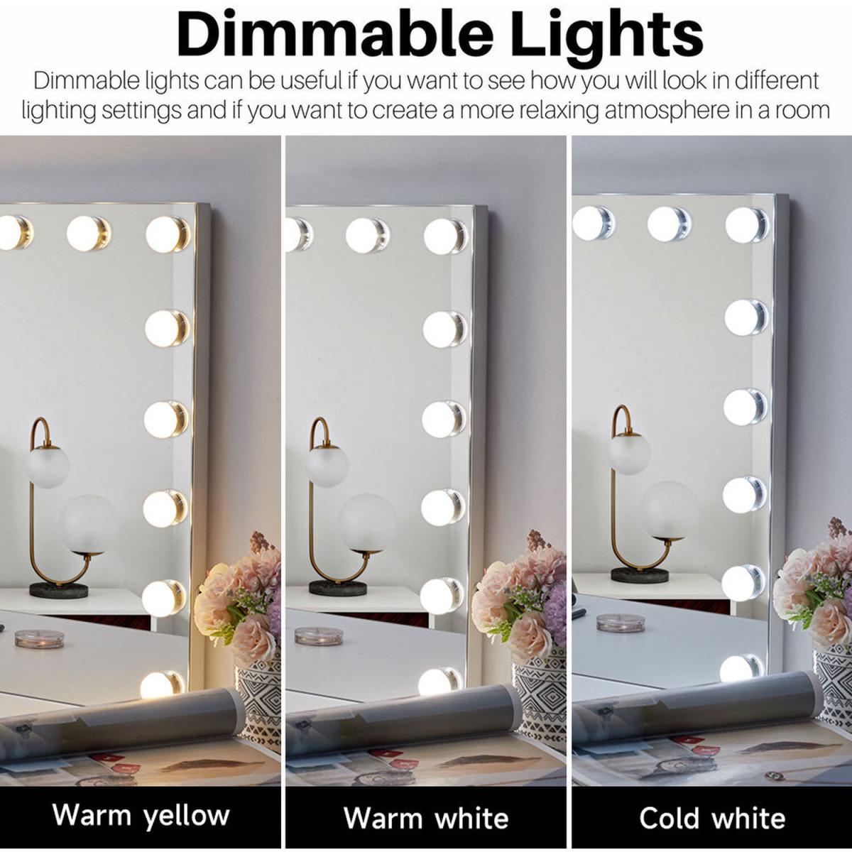 Hollywood Vanity Mirror with 18 Dimmable LED 3 Light Modes for Make Up Routine - Silver – image 4