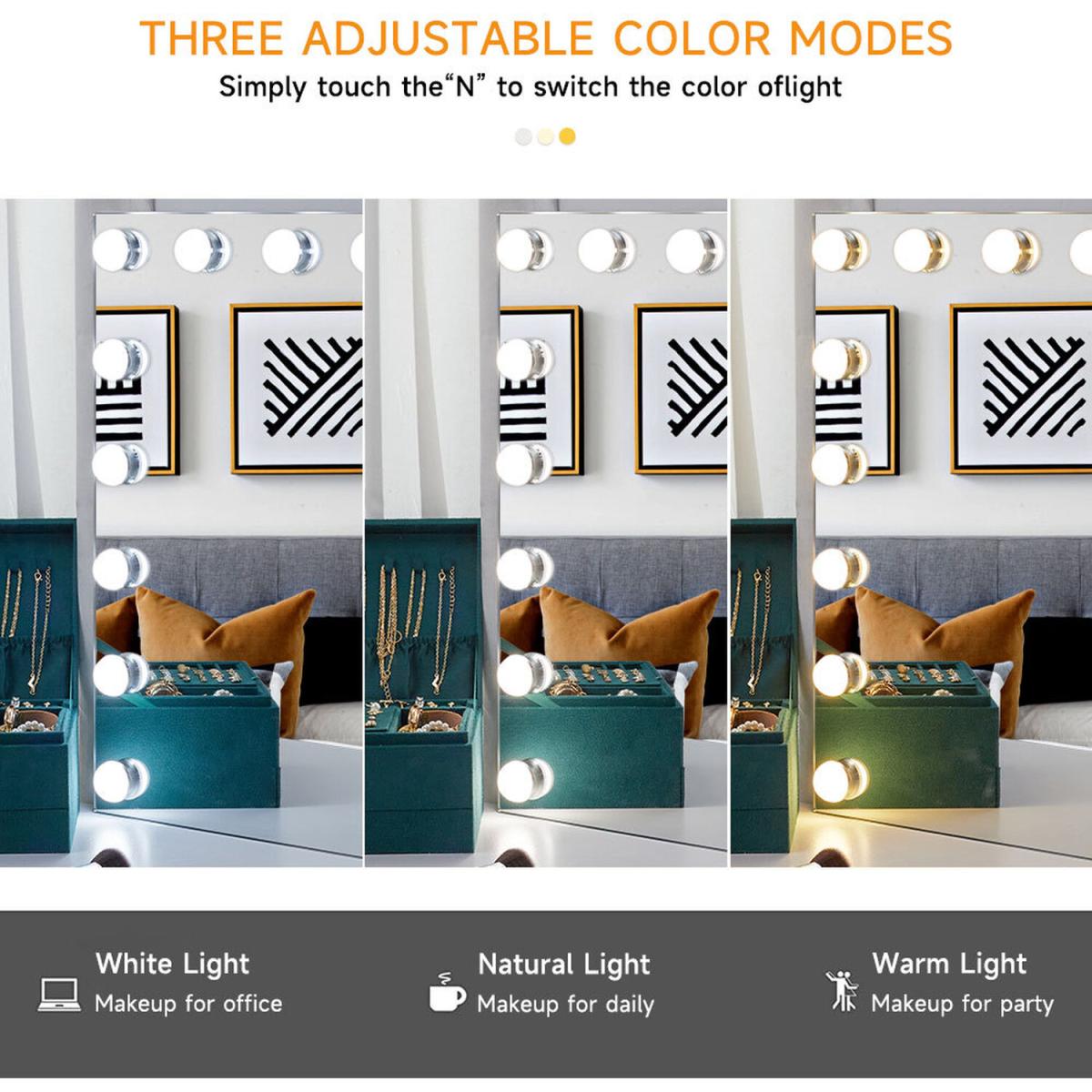 Hollywood Vanity Mirror with 18 Dimmable LED 3 Light Modes for Make Up Routine - Silver – image 5