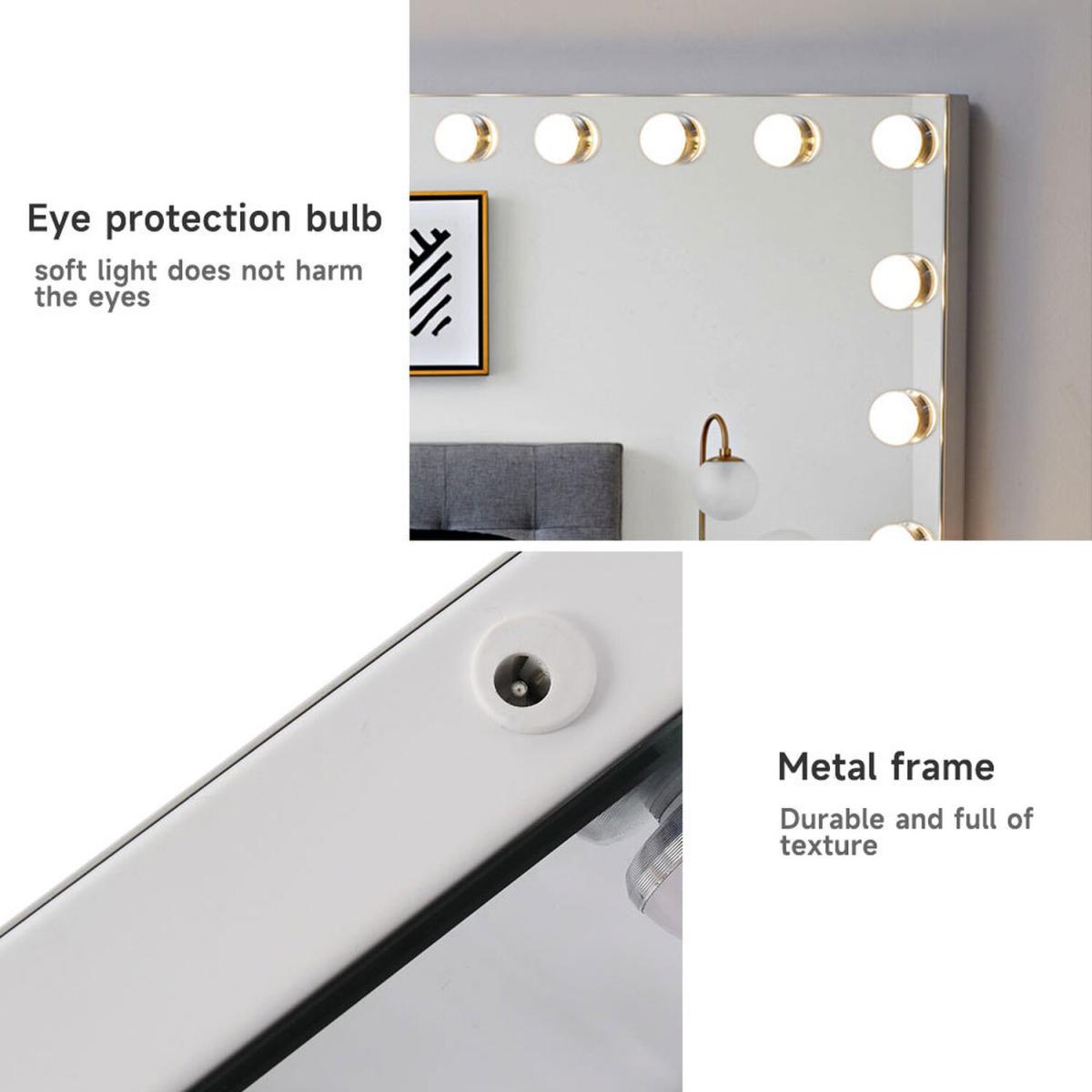 Hollywood Vanity Mirror with 18 Dimmable LED 3 Light Modes for Make Up Routine - Silver – image 6