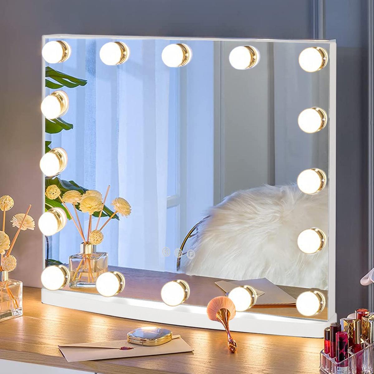 Hollywood LED Crystal-Edged Makeup Mirror - Silver – image 2