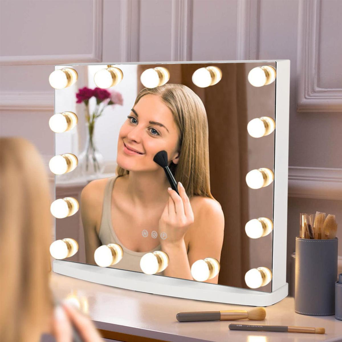 Hollywood LED Crystal-Edged Makeup Mirror - Silver – image 1