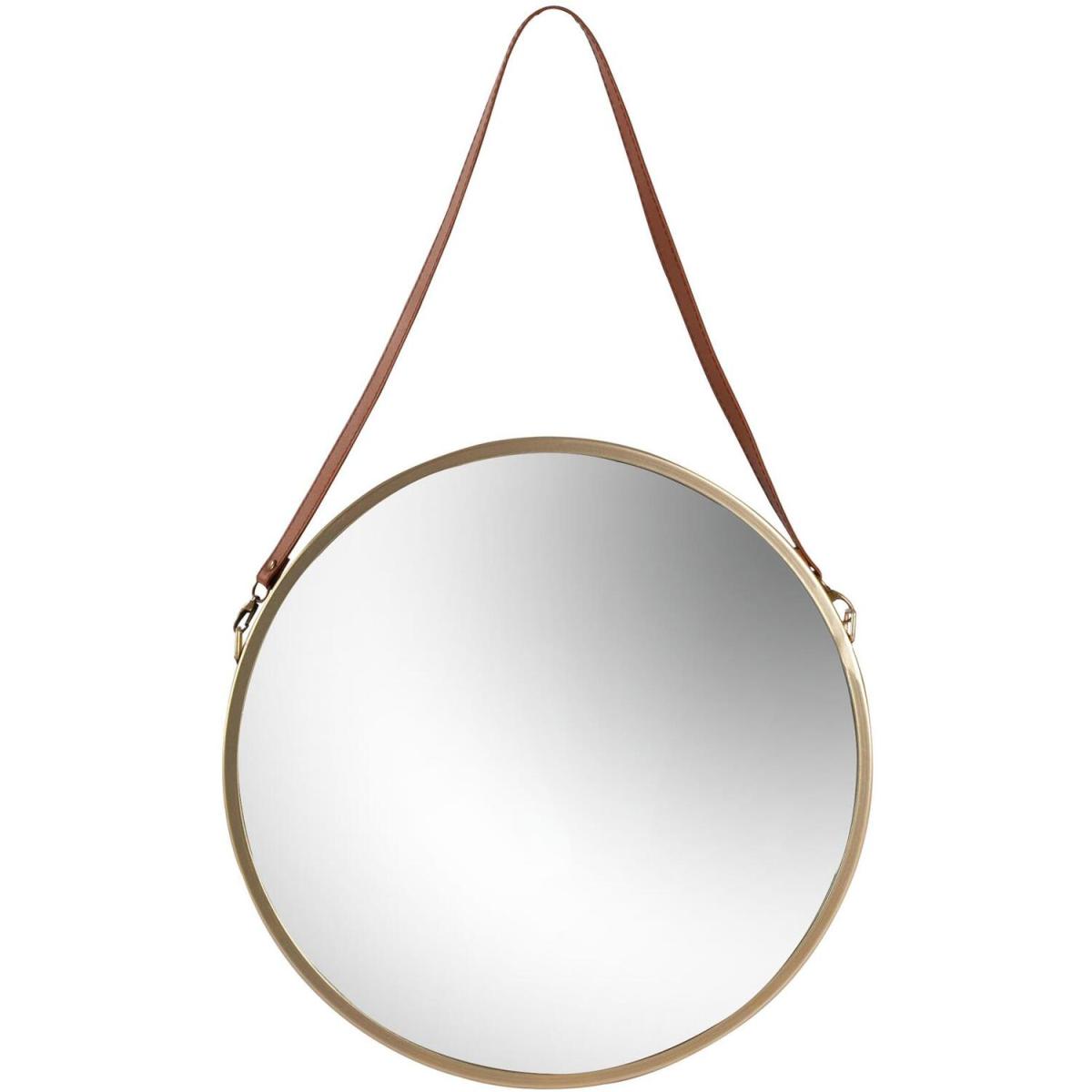 Harbour Housewares 40cm Round Metal Frame Hanging Mirror on Strap - Gold – image 2