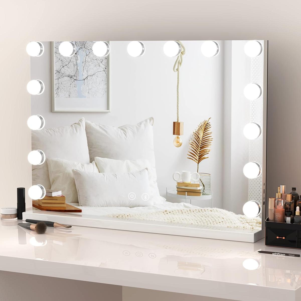 Hollywood Vanity Mirror Bluetooth - White