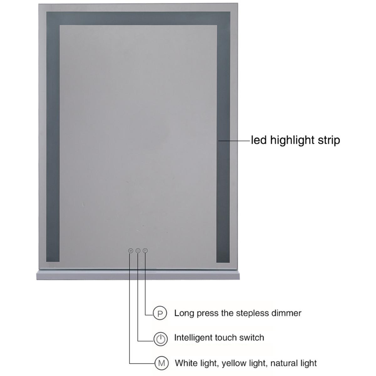 Large Rectangular Built-in LED Mirror for Tabletop - Silver – image 4