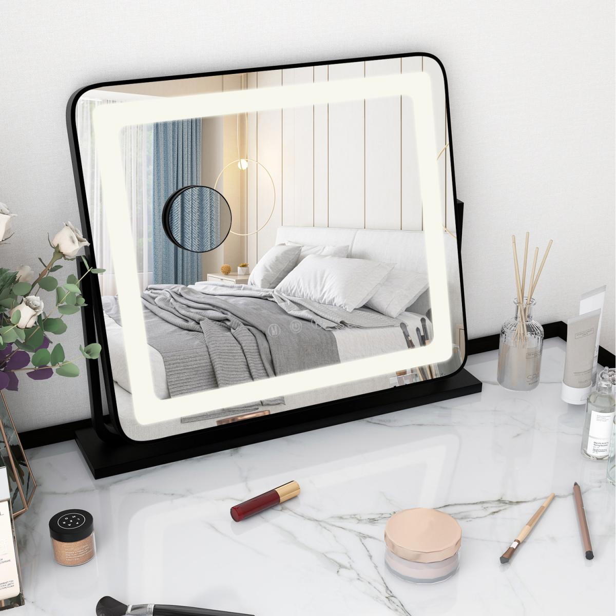 Costway Vanity Mirror Tabletop LED Lighted Mirror - Black – image 2