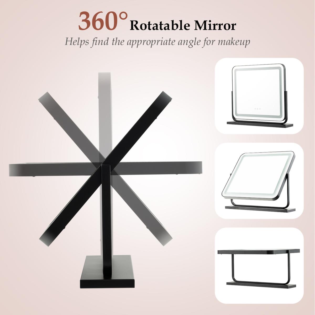 Costway Vanity Mirror Tabletop LED Lighted Mirror - Black – image 4