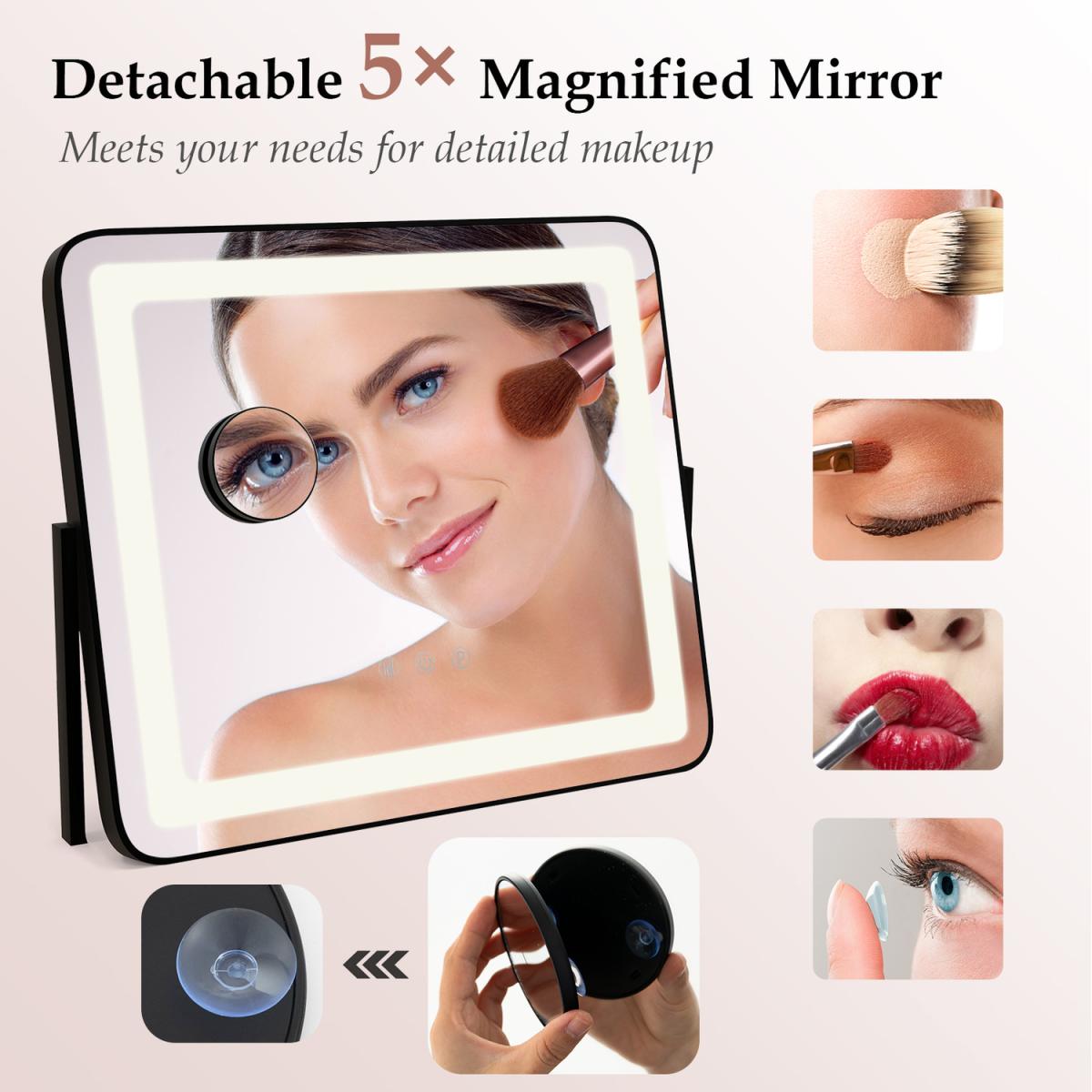 Costway Vanity Mirror Tabletop LED Lighted Mirror - Black – image 5