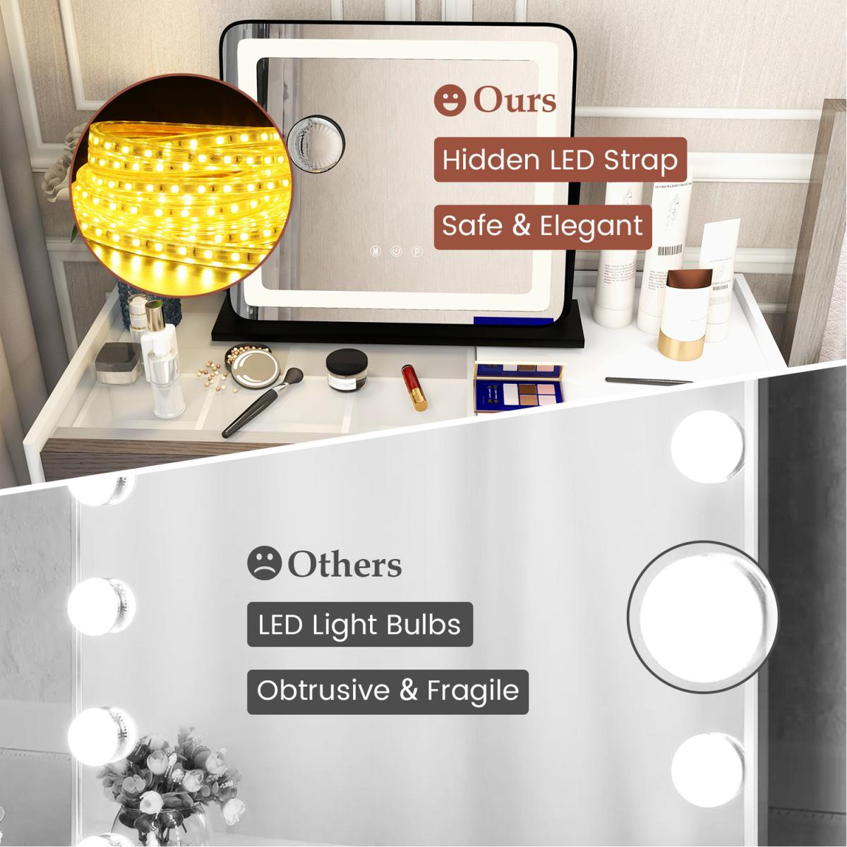 Costway Vanity Mirror Tabletop LED Lighted Mirror - Black – image 6