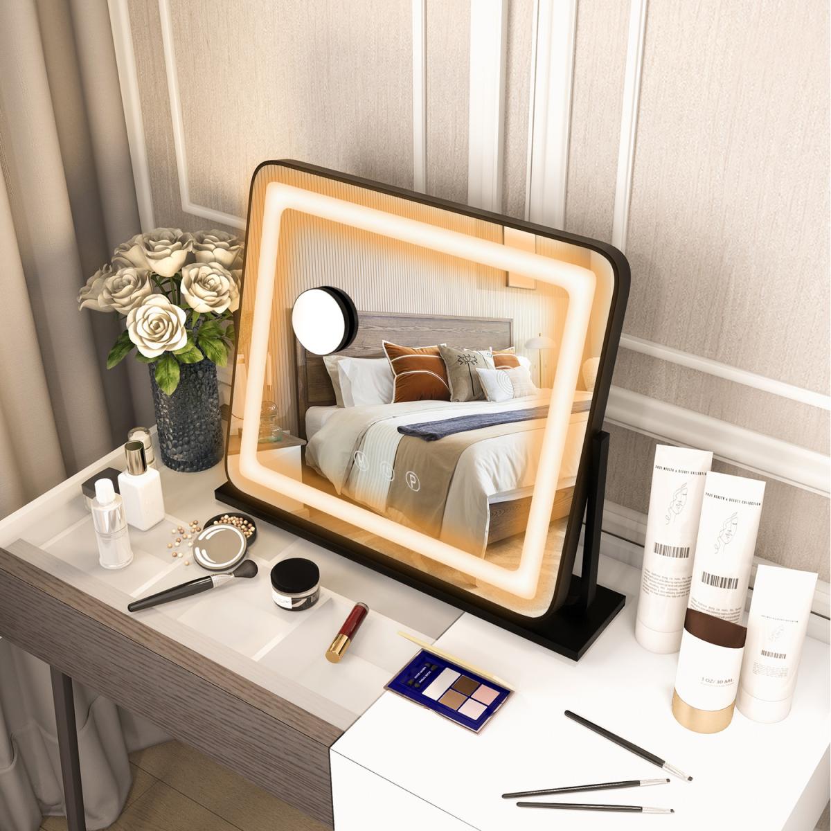 Costway Vanity Mirror Tabletop LED Lighted Mirror - Black – image 8