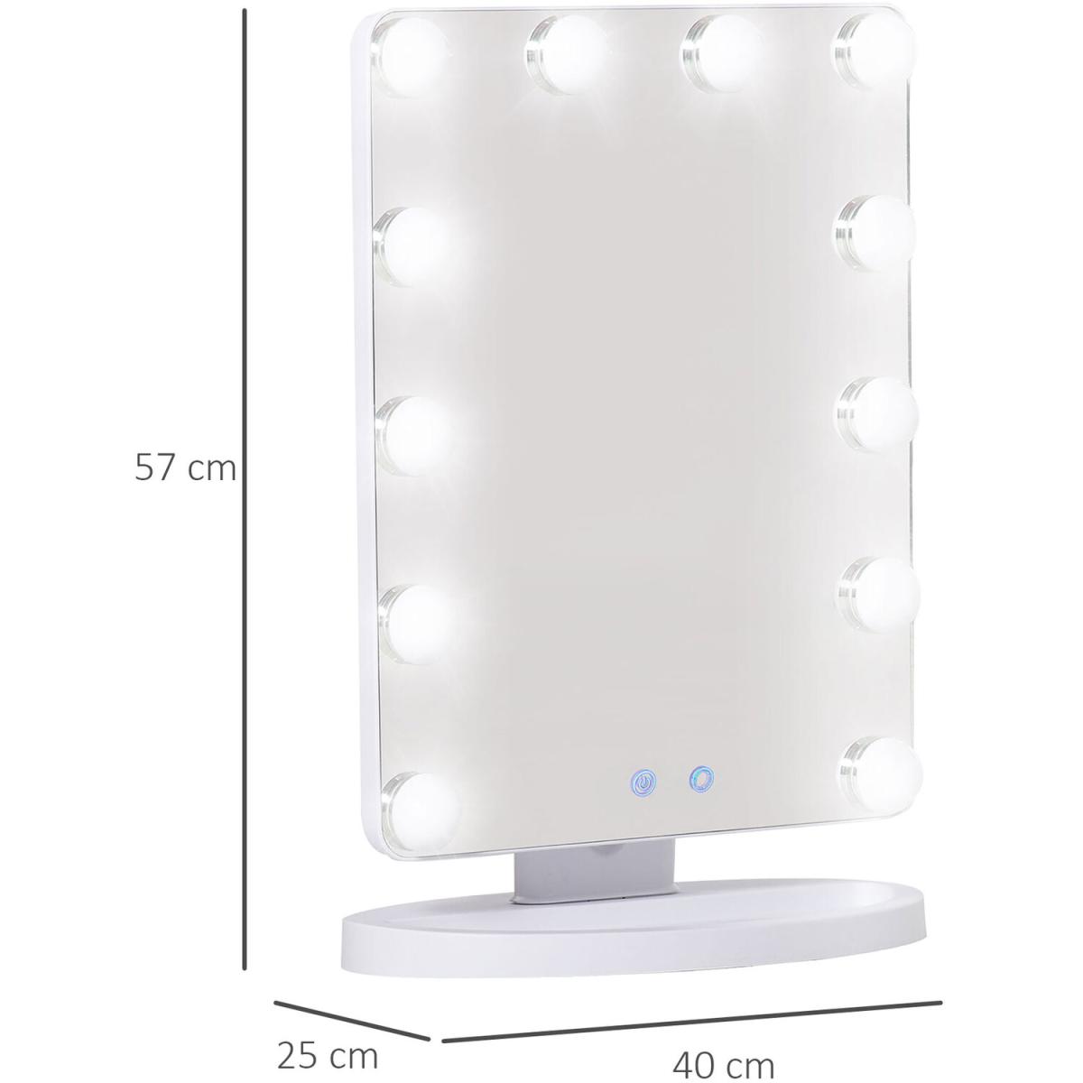 Hollywood Light Up Vanity Makeup Mirror with LED Lights - White, Silver – image 2