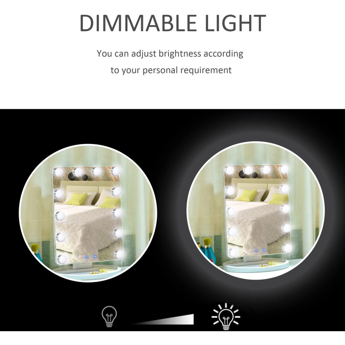 Hollywood Light Up Vanity Makeup Mirror with LED Lights - White, Silver – image 6