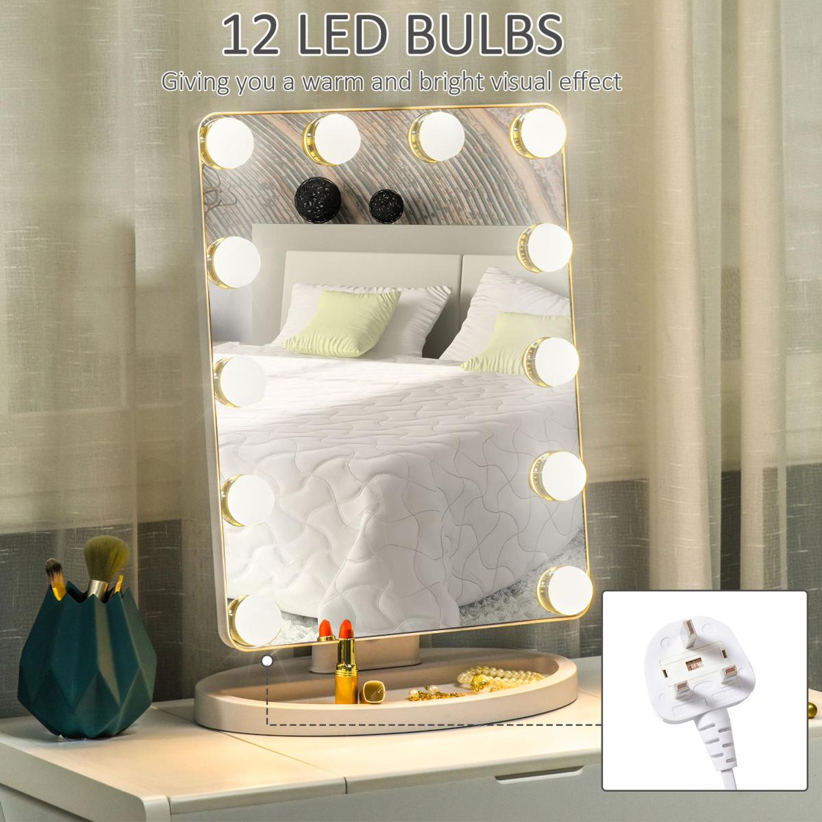 Hollywood Light Up Vanity Makeup Mirror with LED Lights - White, Silver – image 7
