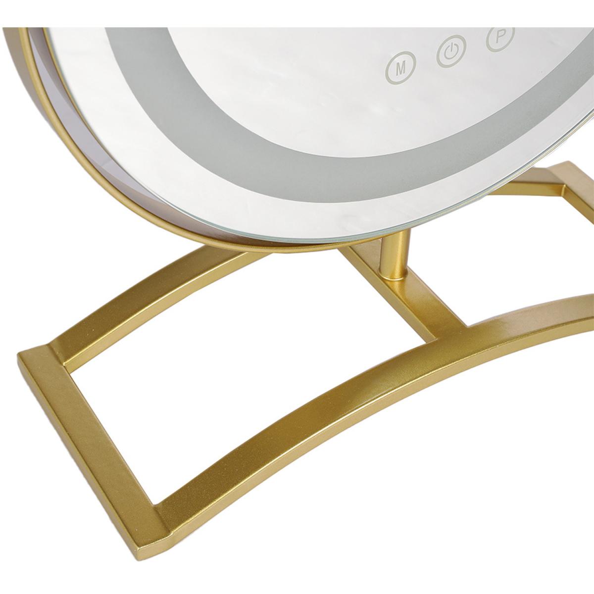 Crystal Edge LED Vanity Mirror Round Rotatable - Golden – image 6
