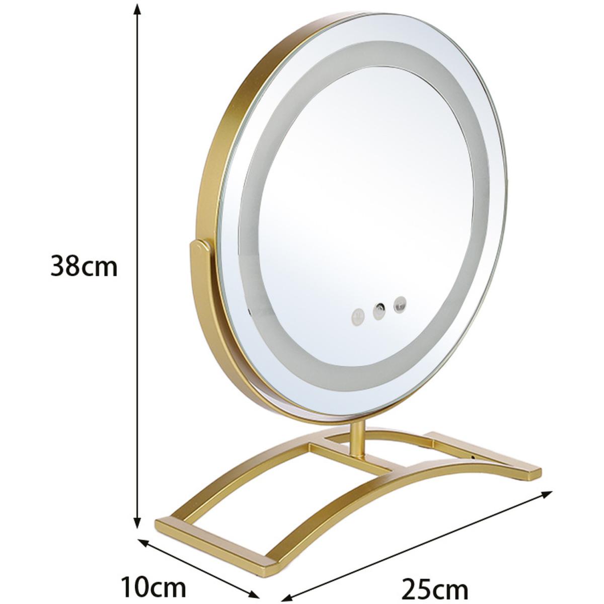 Crystal Edge LED Vanity Mirror Round Rotatable - Golden – image 8