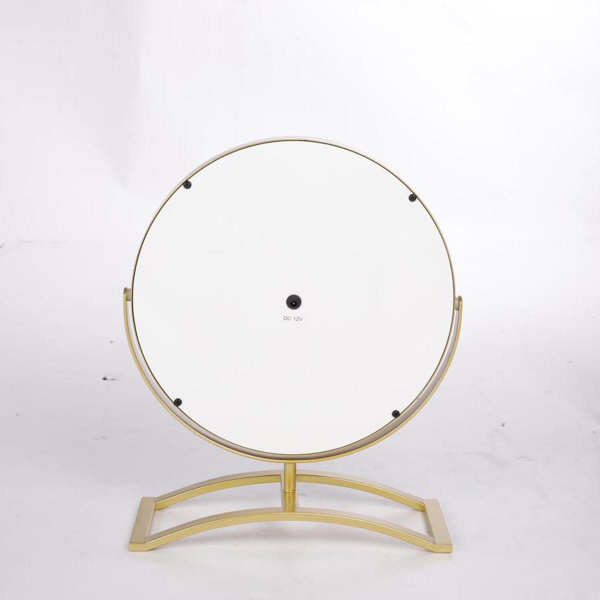 Crystal Edge LED Vanity Mirror Round Rotatable - Golden – image 1