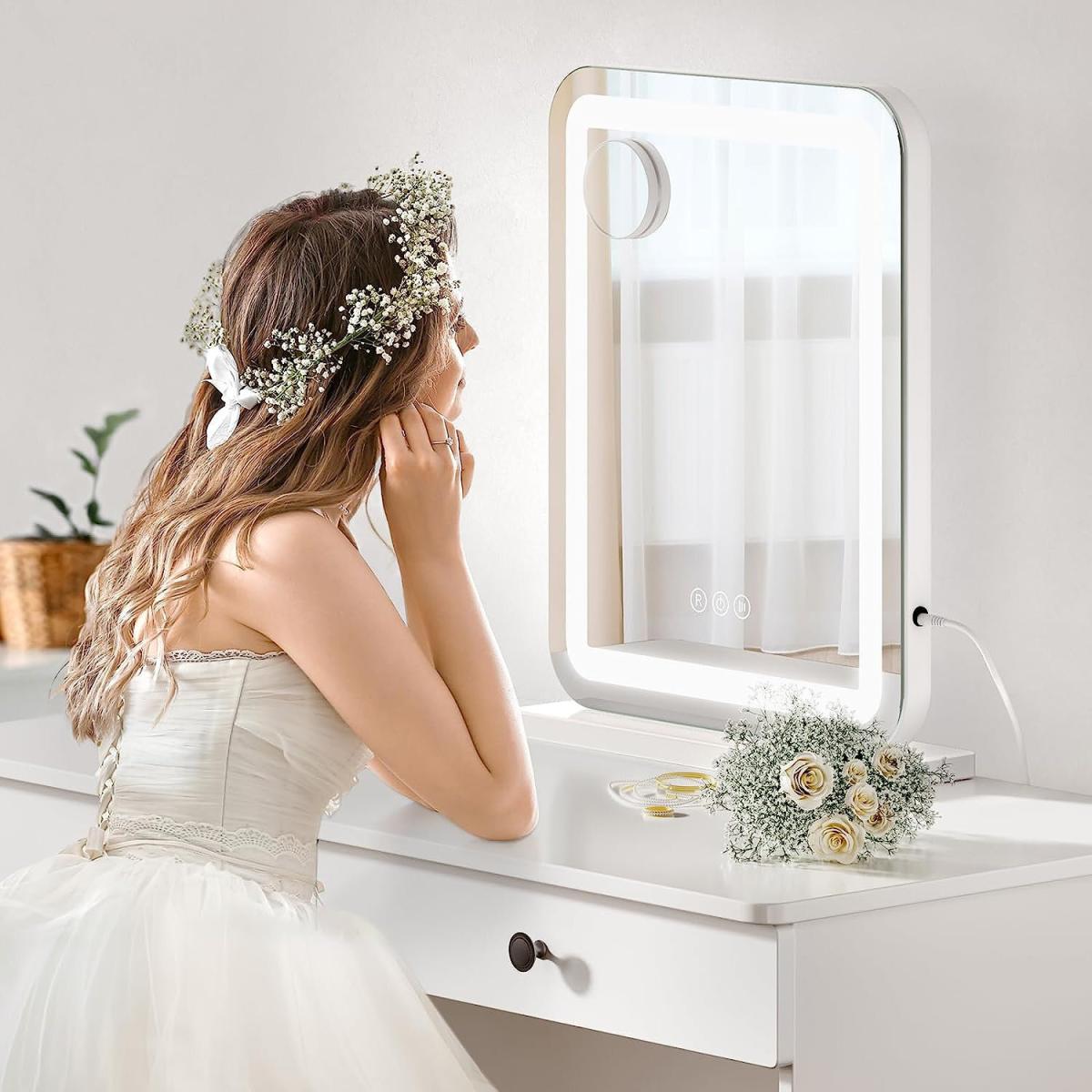 Hollywood Vanity Mirror with 3 Color Modes Dimmable Strip Light - White – image 7