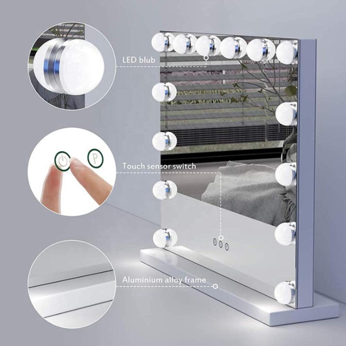 Hollywood Style Makeup Mirror with Lights - White – image 3