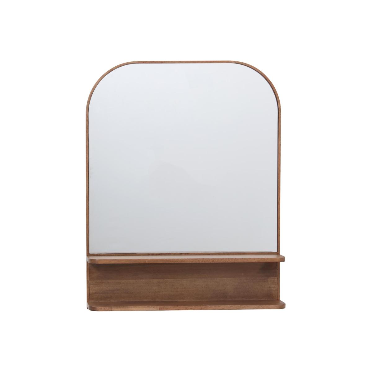 Arched Mirror Wooden Shelf Unit - Brown