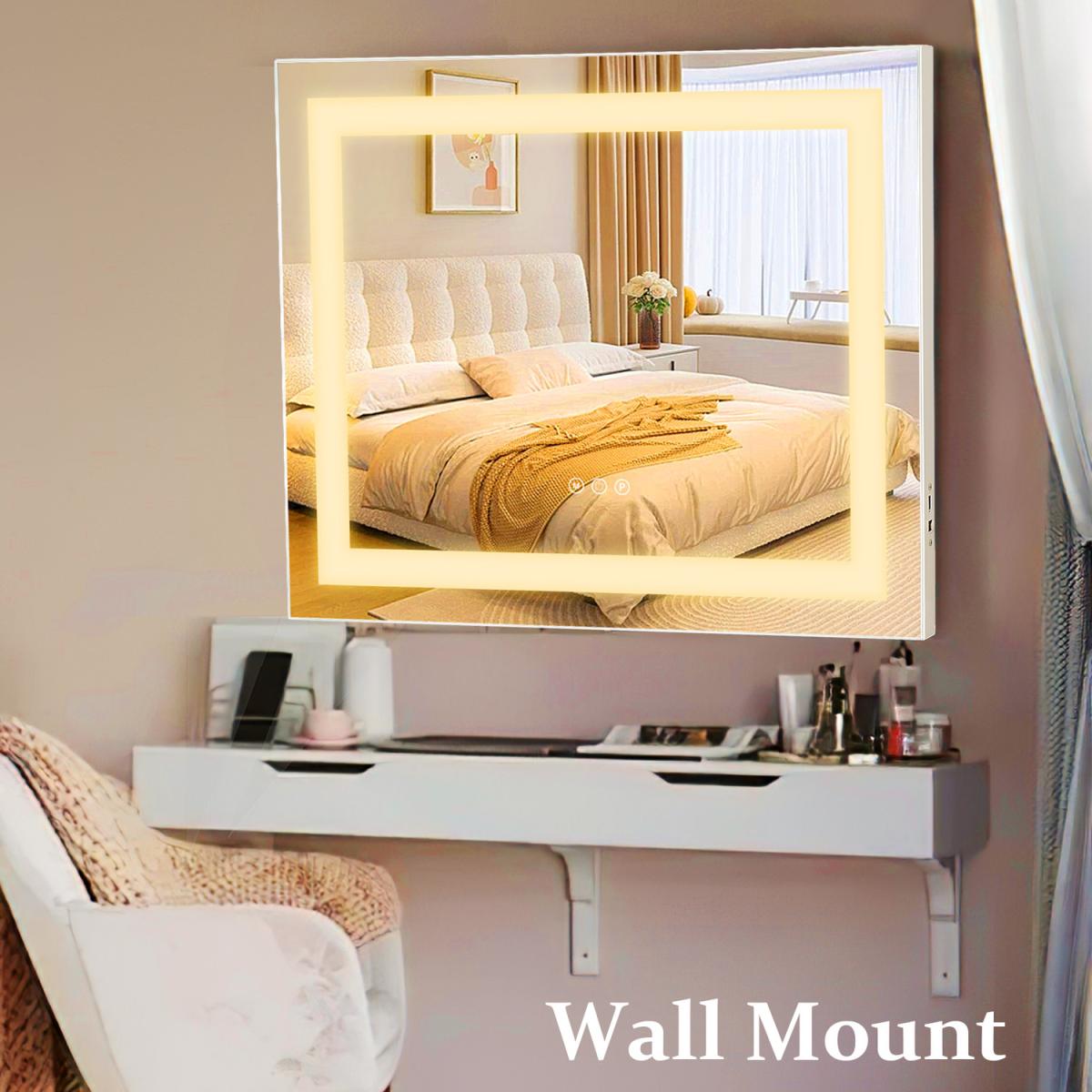 Hollywood Vanity Mirror with Strip Light Table Wall-Mounted Light Up - Metal White – image 4